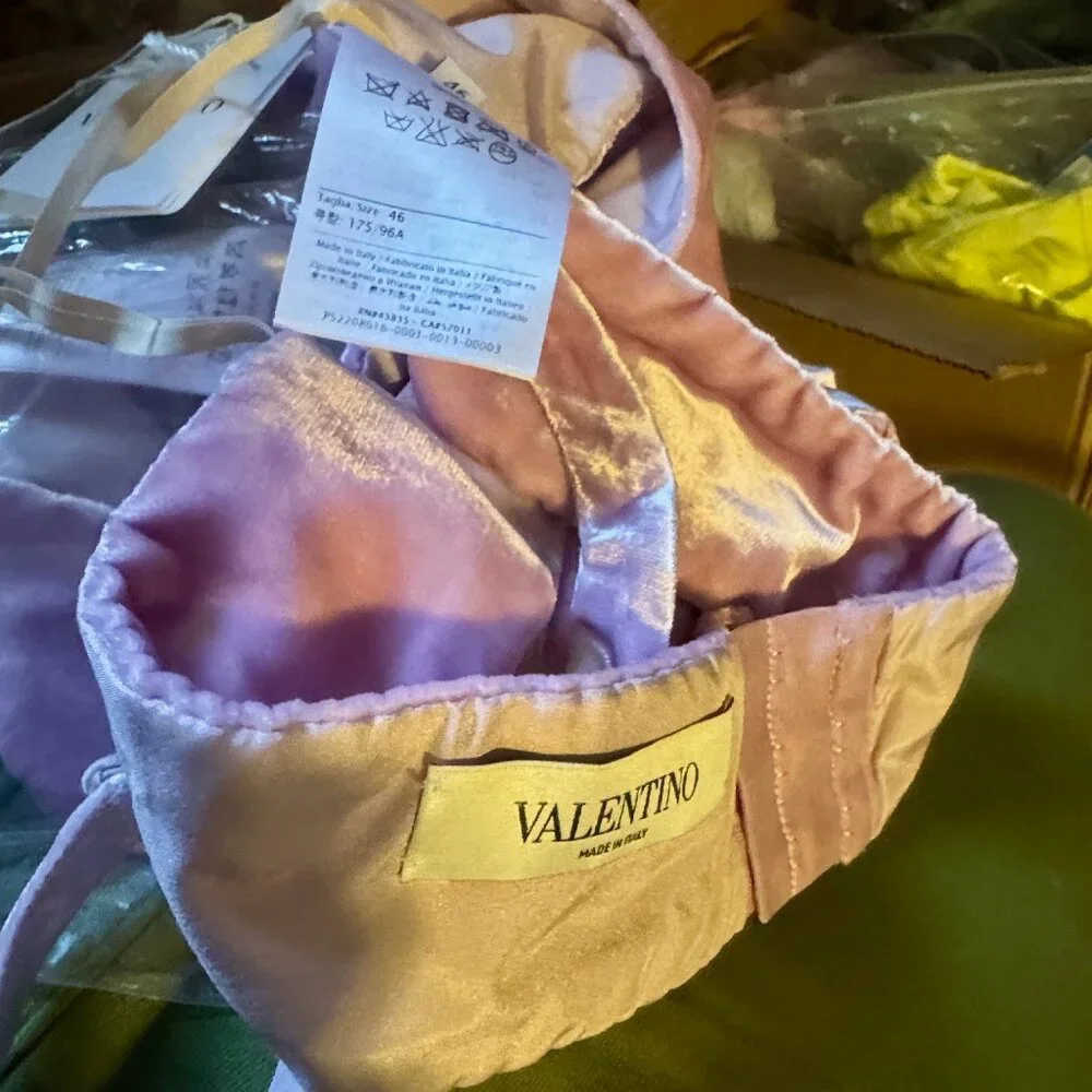 Valentino Velvet Halter Crop Top In Water Lilac